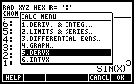 Calculus menu